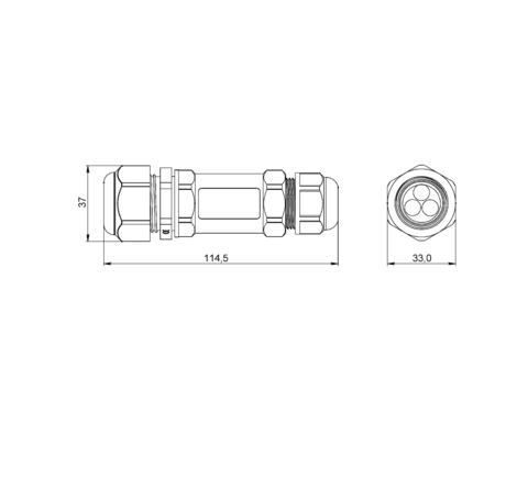 Кабельный соединитель LGT-Prom-Connector-3 габаритный чертеж
